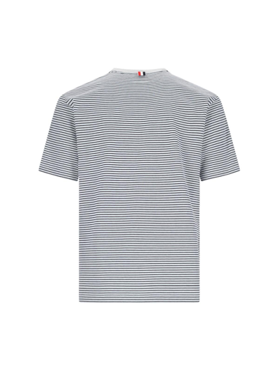 Shop Thom Browne Stripe T-shirt In Medium Blue