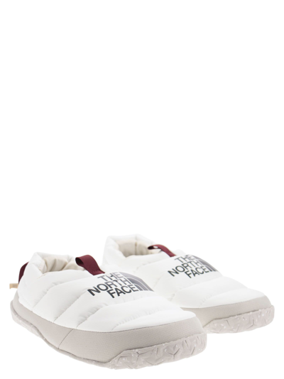 Shop The North Face Nuptse - Winter Slippers In White/black