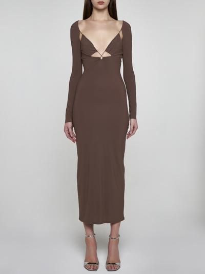 Shop Amazuìn Issad Long Dress In Brown