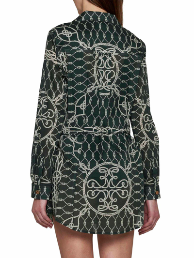 Shop Tory Burch Pattern-printed Long-sleeved Dress In Green