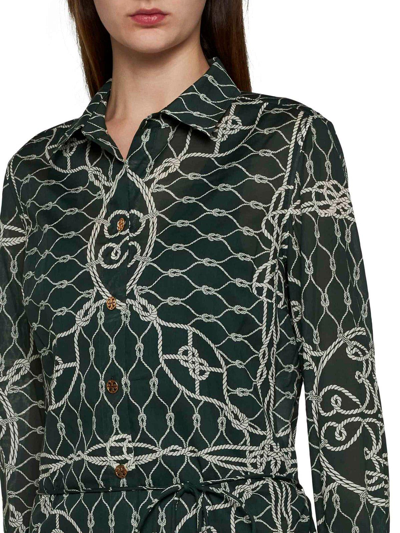 Shop Tory Burch Pattern-printed Long-sleeved Dress In Green