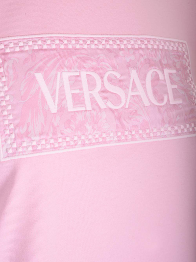 Shop Versace Embroidered Baroque T-shirt In Rose