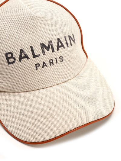 Shop Balmain B-army Baseball Hat In Beige