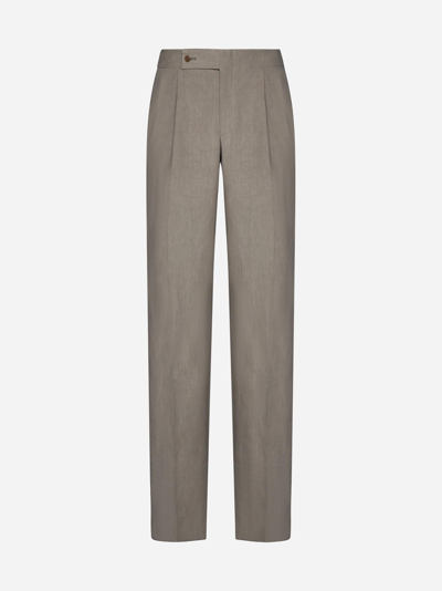 Shop Giorgio Armani Linen Trousers