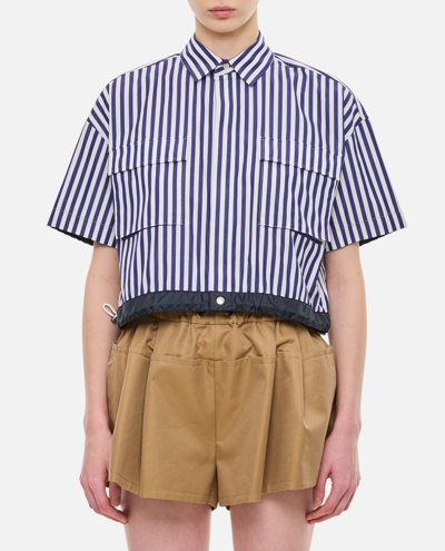 Shop Sacai Thomas Mason Cotton Poplin Shirt In 222 Navy Stripe
