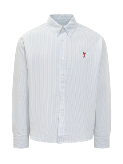 Shop Ami Alexandre Mattiussi Ami De Coeur Shirt In 475 Sky Blue / Natural White