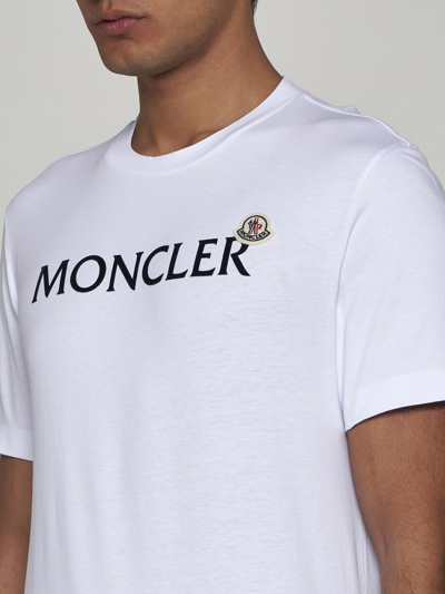 Shop Moncler Logo Cotton T-shirt In White