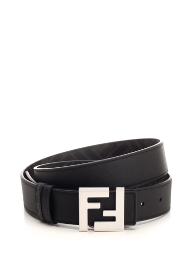 Shop Fendi Reversible Ff Belt In Black