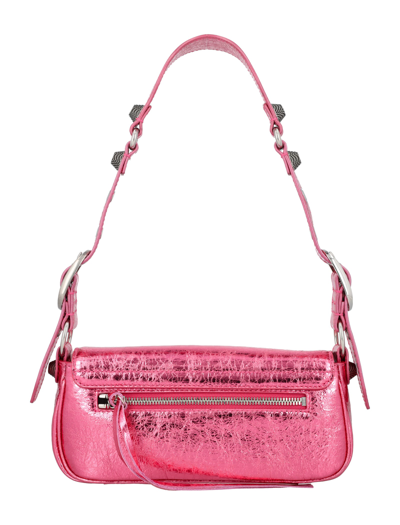 Shop Balenciaga Le Cagole Metallized Xs Sling Bag In Pink