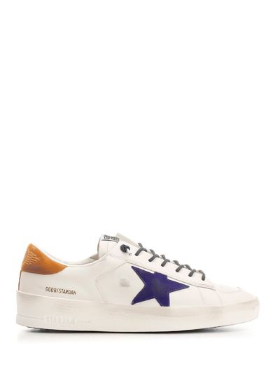 Shop Golden Goose Stardun Sneakers In White/deep Blue/cathay Spice