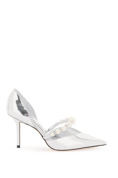 Shop Jimmy Choo Pumps Aurelie 85 With Pearls In Silver