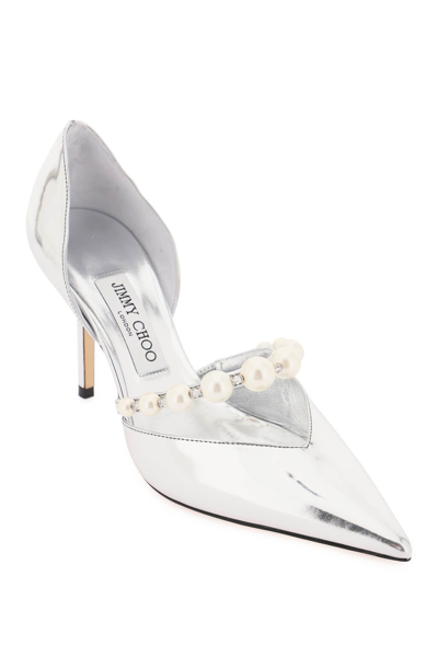 Shop Jimmy Choo Pumps Aurelie 85 With Pearls In Silver