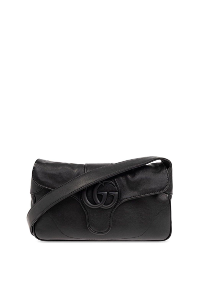 Shop Gucci Aphrodite Logo Plaque Small Shoulder Bag In Black