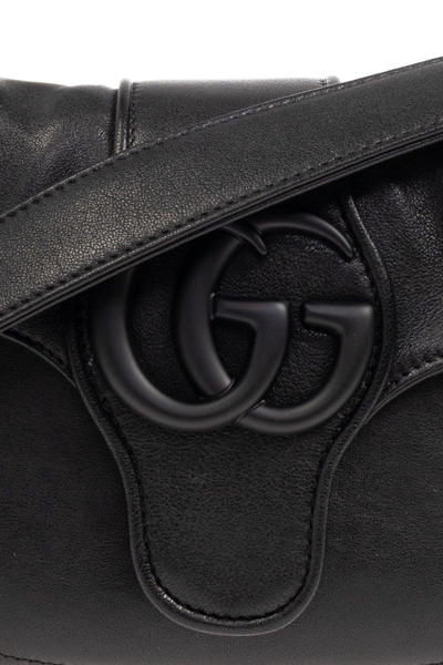 Shop Gucci Aphrodite Logo Plaque Small Shoulder Bag In Black