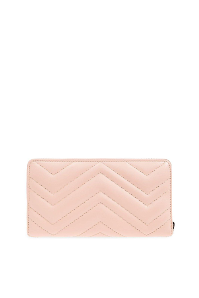 Shop Gucci Gg Marmont Quilted Zip-around Wallet In Pink