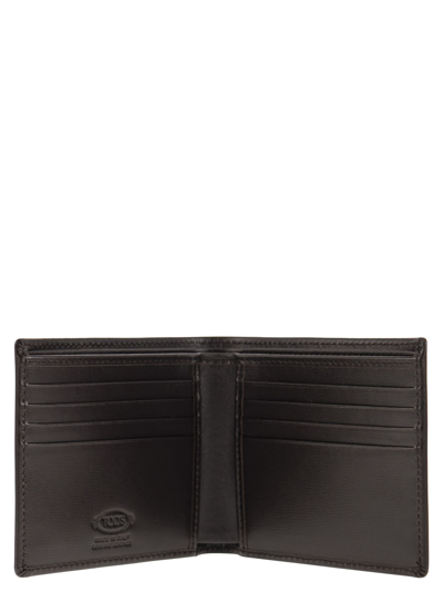 Shop Tod's Leather Wallet With Logo In Black