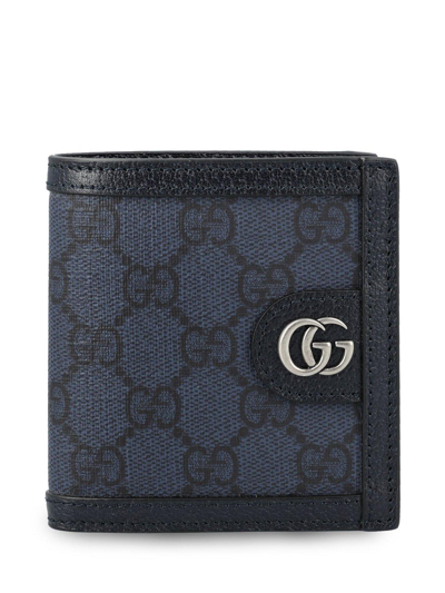 Shop Gucci Ophidia Logo Plaque Bifold Wallet In Blue