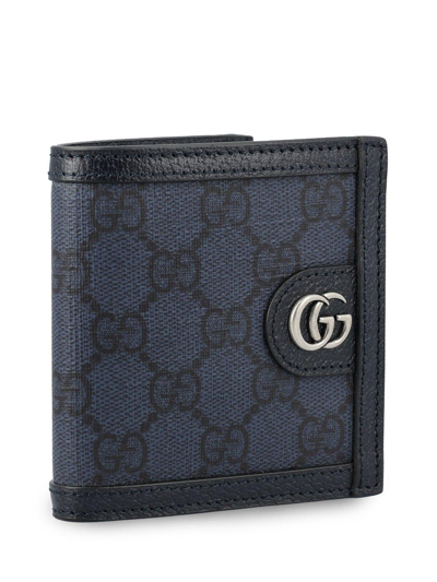 Shop Gucci Ophidia Logo Plaque Bifold Wallet In Blue