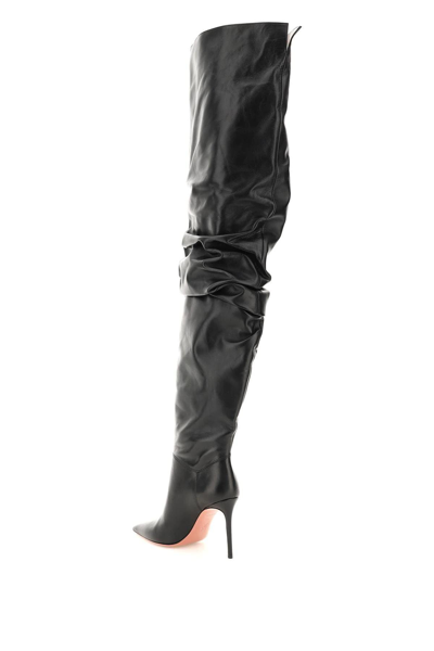 Shop Amina Muaddi Jahleel Thigh-high Boots In Nero