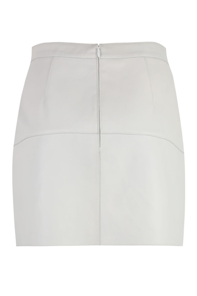 Shop P.a.r.o.s.h Leather Mini Skirt In Bianco