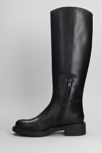 Shop Ash Faith Low Heels Boots In Black Leather In Nero