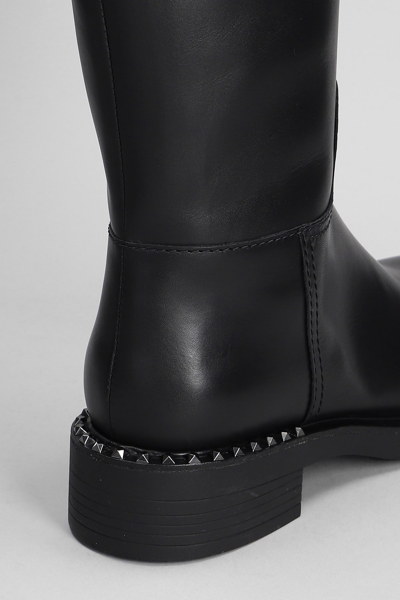 Shop Ash Faith Low Heels Boots In Black Leather In Nero