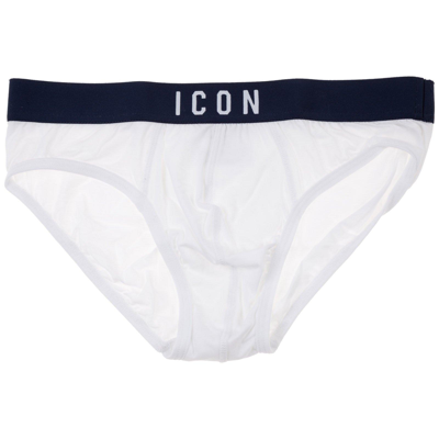 Shop Dsquared2 Logo Detailed Briefs In Bianco