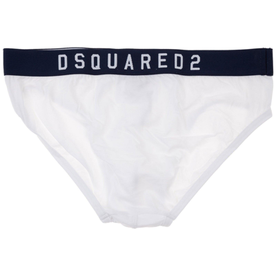 Shop Dsquared2 Logo Detailed Briefs In Bianco