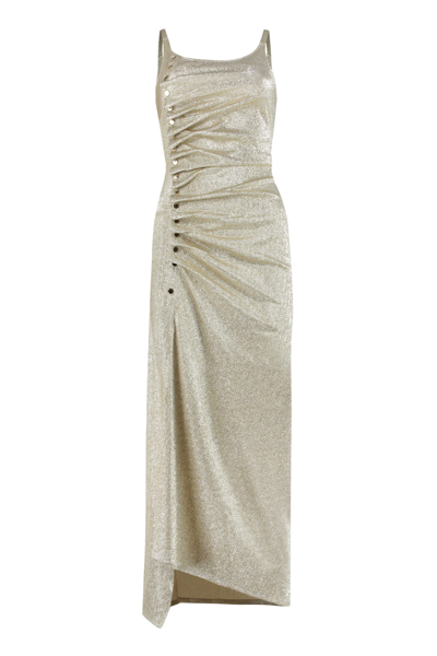 Shop Paco Rabanne Lurex Jersey Dress In Oro