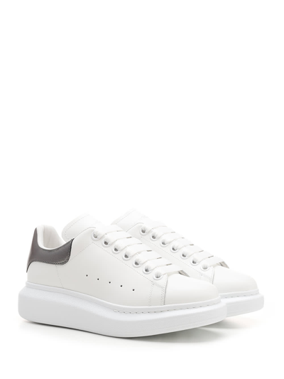 Shop Alexander Mcqueen White And Silver Oversize Sneakers In Bianco E Nero