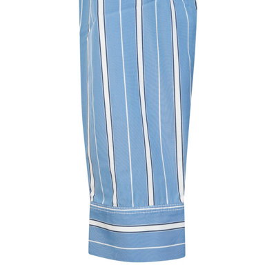 Shop Jacquemus Striped Cropped Long Sleeve Shirt In Blu