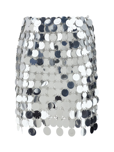 Shop Paco Rabanne Mini Skirt In Argento