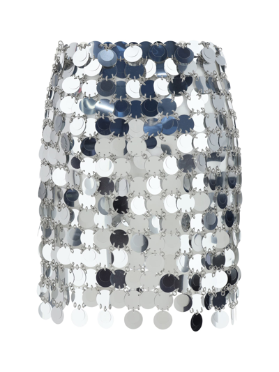 Shop Paco Rabanne Mini Skirt In Argento