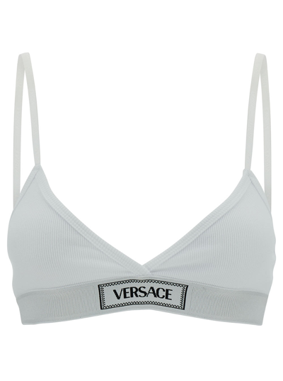 Shop Versace Underwear Cotton Top In Bianco