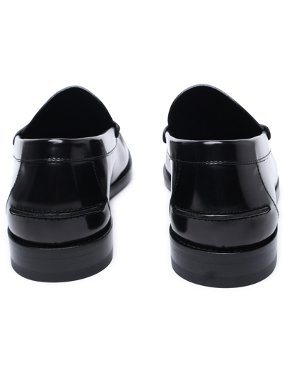 Shop Versace Black Leather Loafers In Nero