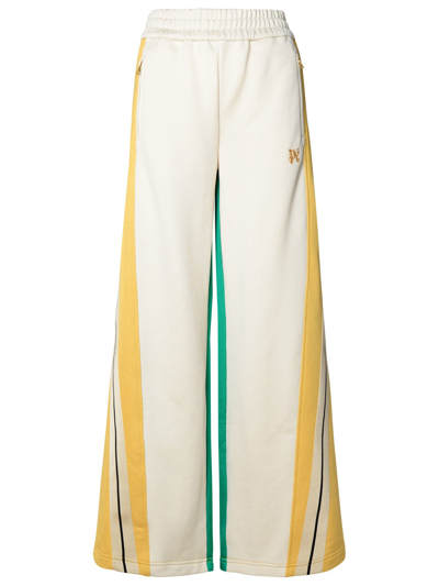 Shop Palm Angels Multicolor Cotton Blend Track Pants In Bianco E Giallo