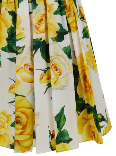 Shop Dolce & Gabbana Flowering Mini Dress In Vo Rose Gialle