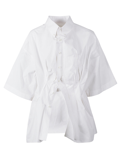 Shop Maison Margiela Oversized Short-sleeved Shirt In Bianco