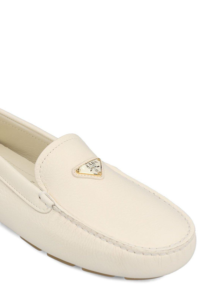 Shop Prada Triangle-logo Slip-on Loafers In Avoiro