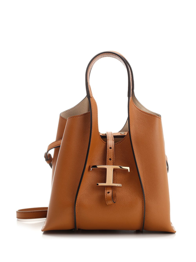 Shop Tod's T Timeless Tote Bag In Brown
