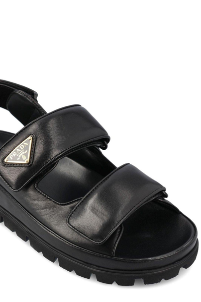 Shop Prada Triangle-logo Sandals In Nero