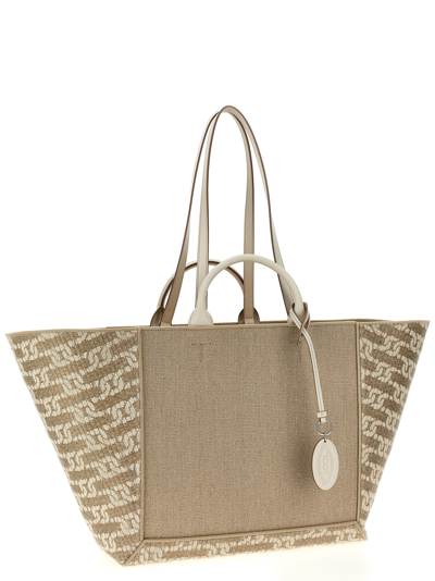 Shop Tod's Logo Canvas Shopping Bag