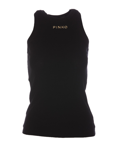 Shop Pinko Logo Tank Top In Nero