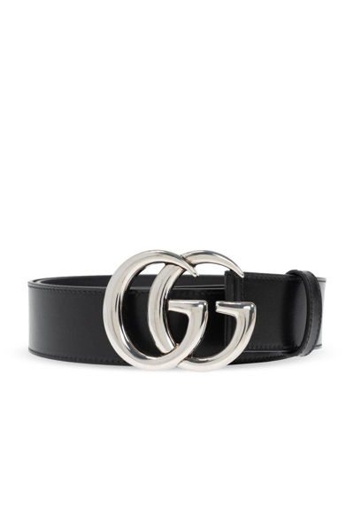 Shop Gucci Gg Marmont Buckle Belt In Nero