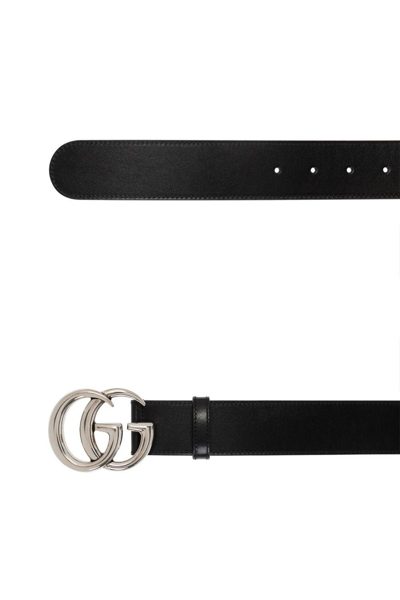 Shop Gucci Gg Marmont Buckle Belt In Nero