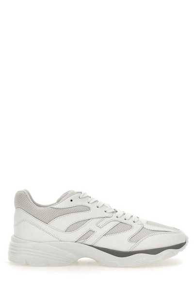 Shop Hogan Allac Panelled Lace-up Sneakers In White