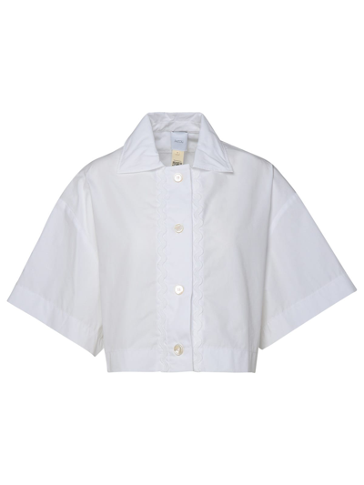 Shop Patou Crop Shirt In White Cotton In Bianco