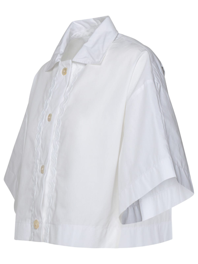 Shop Patou Crop Shirt In White Cotton In Bianco