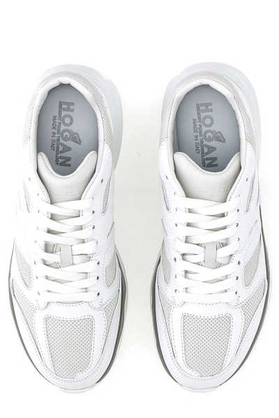Shop Hogan Allac Panelled Lace-up Sneakers In White