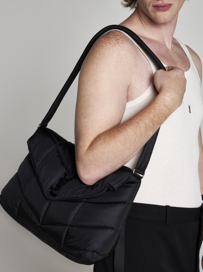 Shop Saint Laurent Quilted Nylon Puffer Shoulder Bag